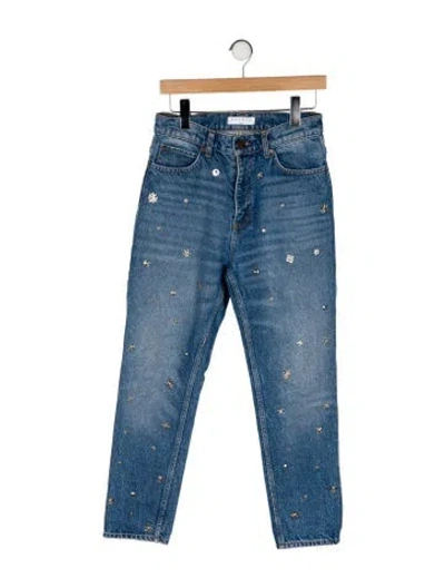 Pre-owned Sandro High-rise Straight Leg Jeans In Blue