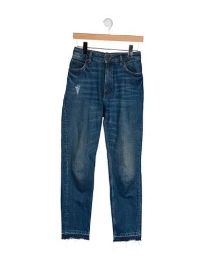 Pre-owned Sandro High-rise Straight Leg Jeans In Blue