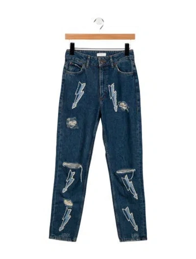 Pre-owned Sandro High-rise Straight Leg Jeans In Blue