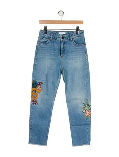 Pre-owned Sandro High-rise Straight Leg Jeans In Blue