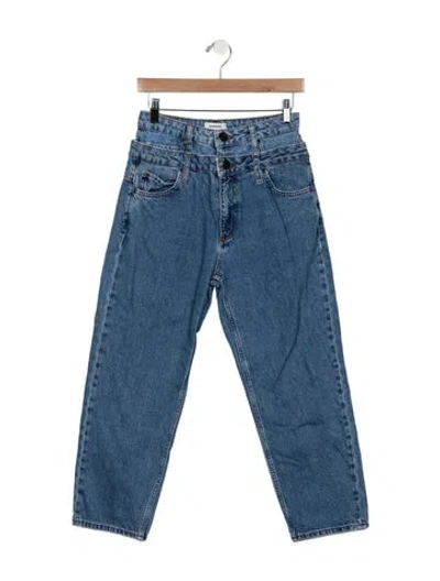 Pre-owned Sandro High-rise Straight Leg Jeans In Blue