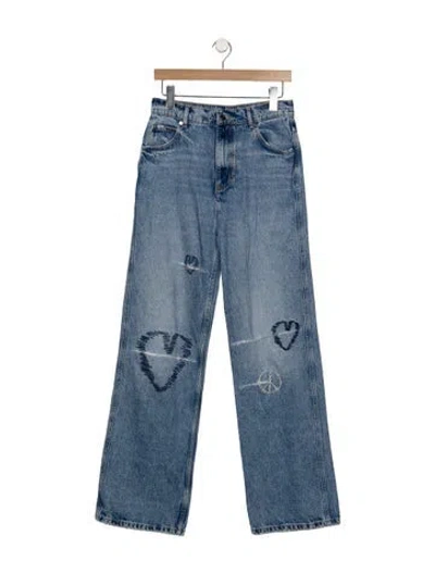 Pre-owned Sandro High-rise Straight Leg Jeans In Blue