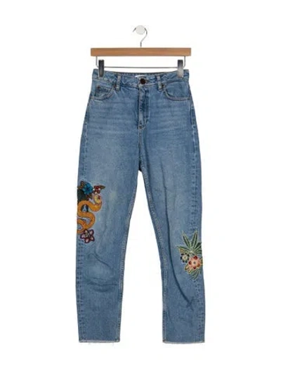 Pre-owned Sandro High-rise Straight Leg Jeans In Blue