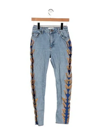 Pre-owned Sandro High-rise Straight Leg Jeans In Blue