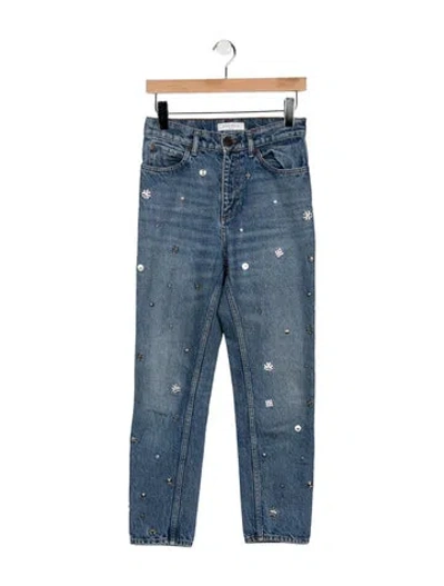 Pre-owned Sandro High-rise Straight Leg Jeans In Blue