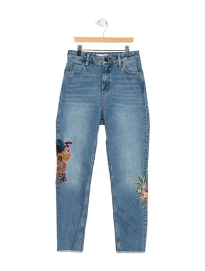 Pre-owned Sandro High-rise Straight Leg Jeans In Blue