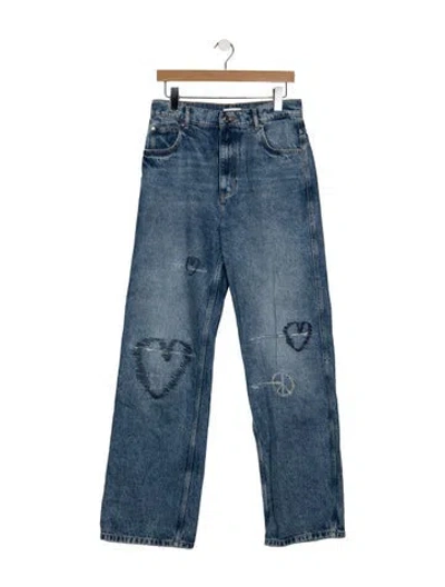 Pre-owned Sandro High-rise Straight Leg Jeans In Blue