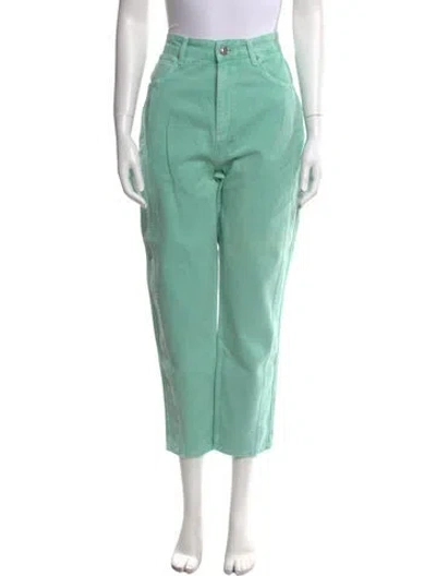 Pre-owned Sandro High-rise Straight Leg Jeans In Green