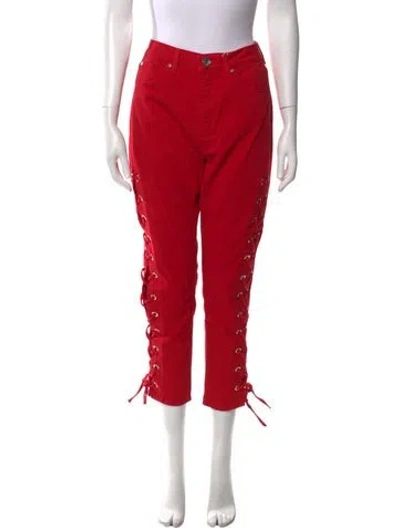 Pre-owned Sandro High-rise Straight Leg Jeans In Red