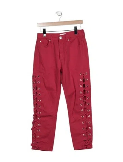 Pre-owned Sandro High-rise Straight Leg Jeans In Red