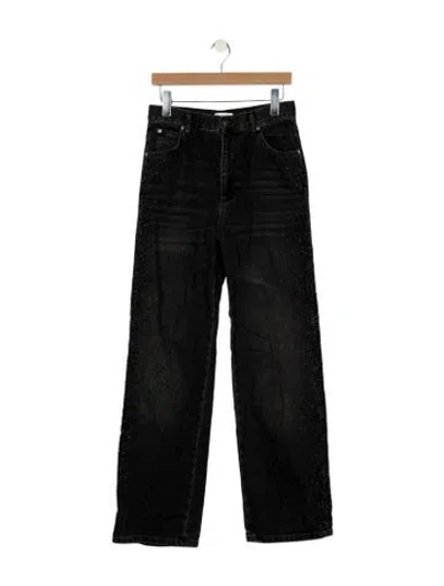 Pre-owned Sandro High-rise Wide Leg Jeans In Black