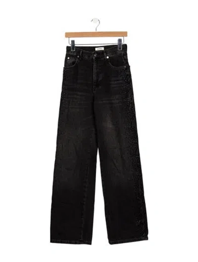 Pre-owned Sandro High-rise Wide Leg Jeans In Black