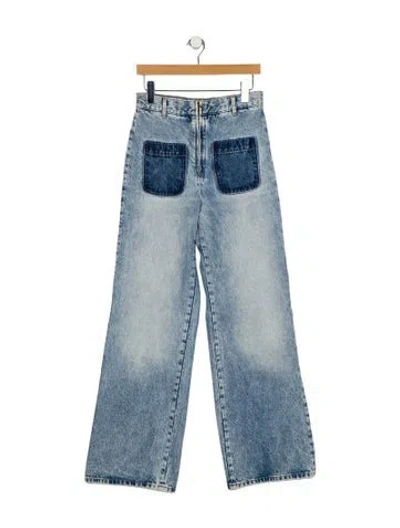 Pre-owned Sandro High-rise Wide Leg Jeans In Blue