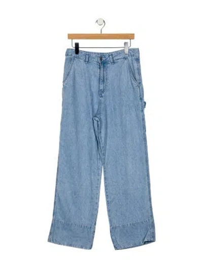 Pre-owned Sandro High-rise Wide Leg Jeans In Blue