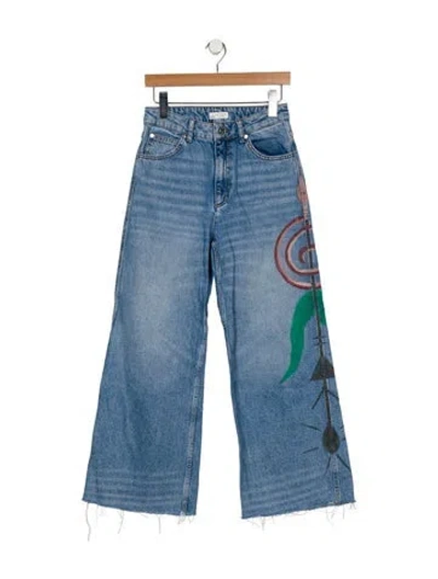 Pre-owned Sandro High-rise Wide Leg Jeans In Blue