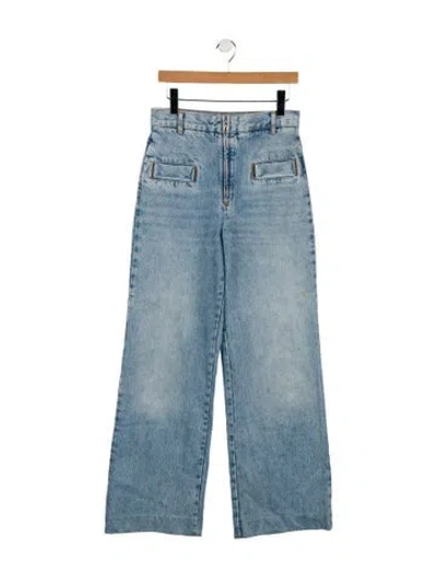 Pre-owned Sandro High-rise Wide Leg Jeans In Blue