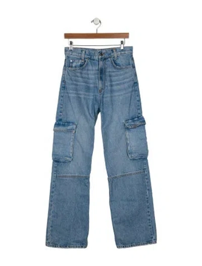 Pre-owned Sandro High-rise Wide Leg Jeans In Blue