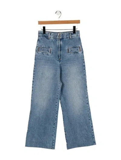 Pre-owned Sandro High-rise Wide Leg Jeans In Blue