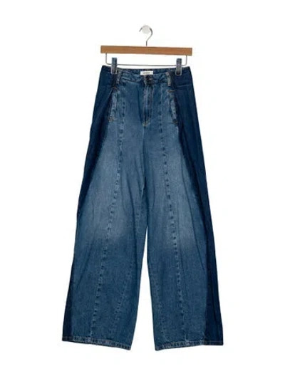 Pre-owned Sandro High-rise Wide Leg Jeans In Blue