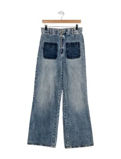 Pre-owned Sandro High-rise Wide Leg Jeans In Blue