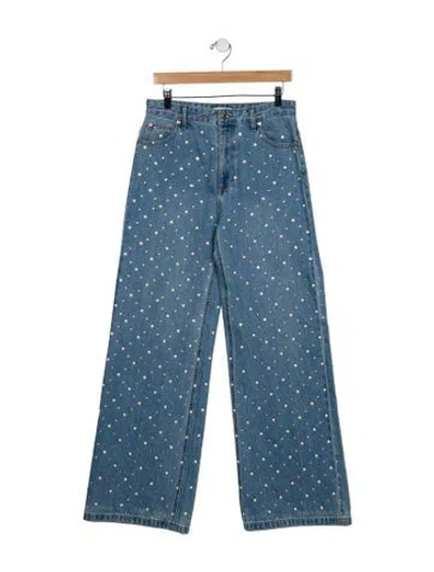 Pre-owned Sandro High-rise Wide Leg Jeans In Blue