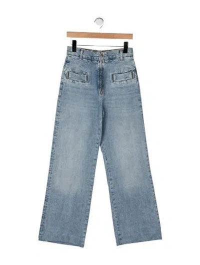 Pre-owned Sandro High-rise Wide Leg Jeans In Blue