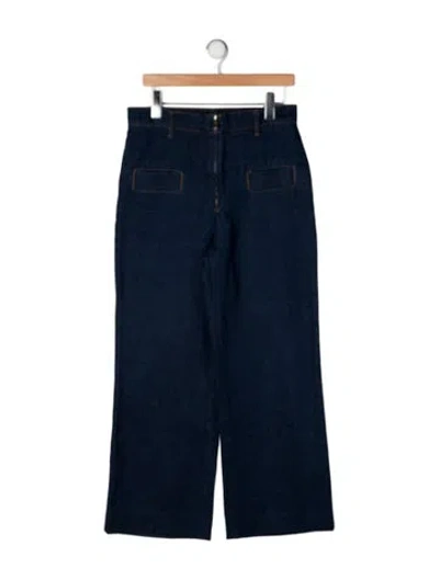 Pre-owned Sandro High-rise Wide Leg Jeans In Blue