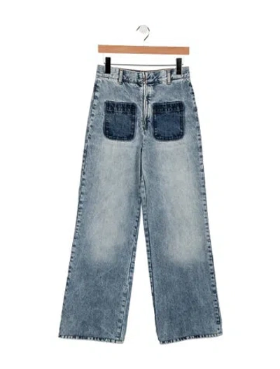 Pre-owned Sandro High-rise Wide Leg Jeans In Blue