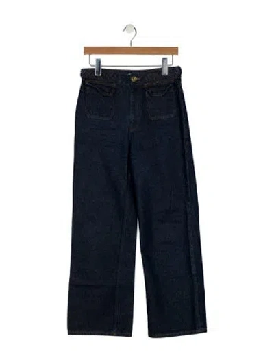 Pre-owned Sandro High-rise Wide Leg Jeans In Blue