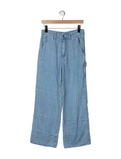 Pre-owned Sandro High-rise Wide Leg Jeans In Blue