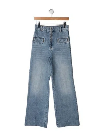 Pre-owned Sandro High-rise Wide Leg Jeans In Blue