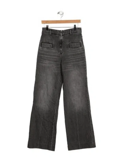 Pre-owned Sandro High-rise Wide Leg Jeans In Gray