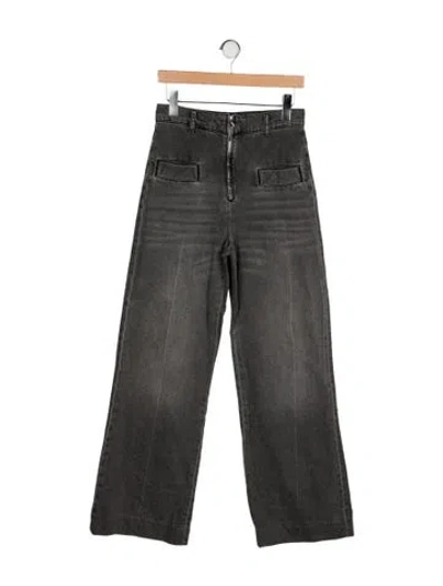 Pre-owned Sandro High-rise Wide Leg Jeans In Gray