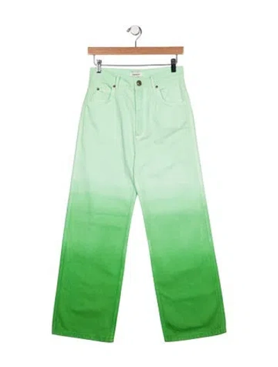 Pre-owned Sandro High-rise Wide Leg Jeans In Green