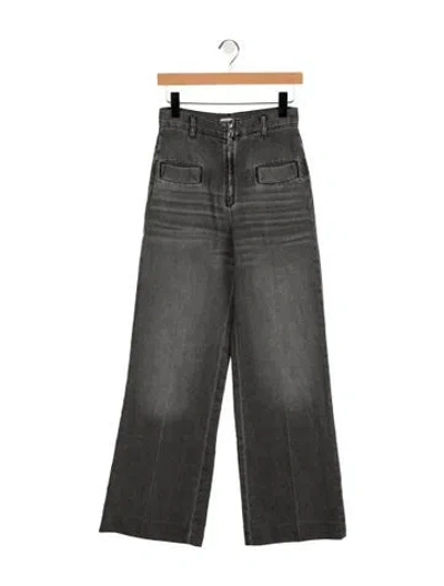 Pre-owned Sandro High-rise Wide Leg Jeans In Grey