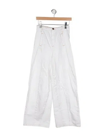 Pre-owned Sandro High-rise Wide Leg Jeans In White