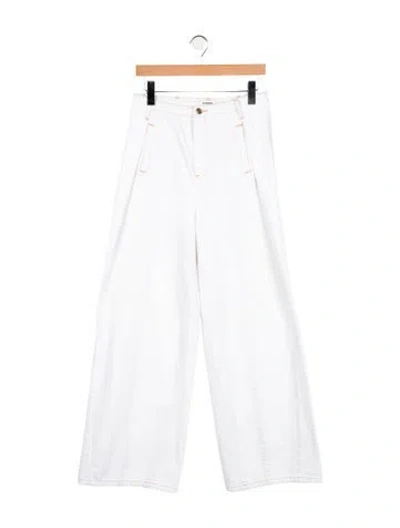 Pre-owned Sandro High-rise Wide Leg Jeans In White