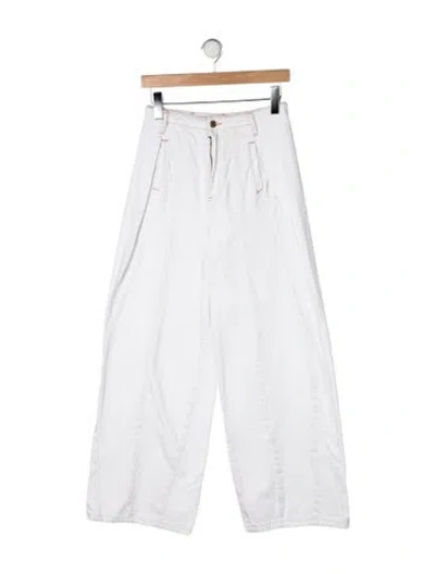 Pre-owned Sandro High-rise Wide Leg Jeans In White
