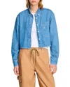 Sandro Hiro Denim Button-front Shirt In Blue Jean