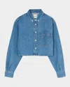 Sandro Hiro Denim Button-front Shirt In Blue Jean