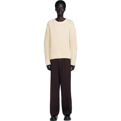 SANDRO SANDRO HONEYCOMB STITCH WOOL SWEATER