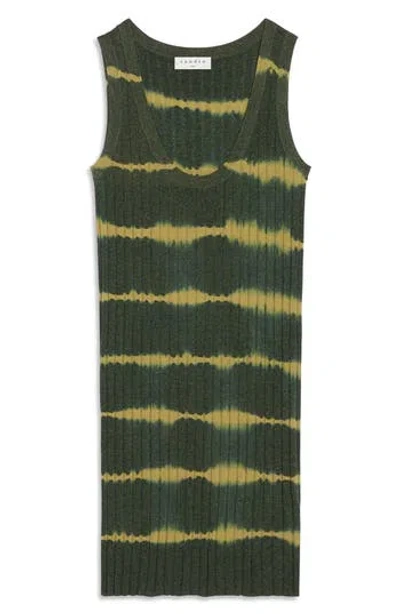 Sandro Honore Tie Dye Stripe Long Tank Top In Green
