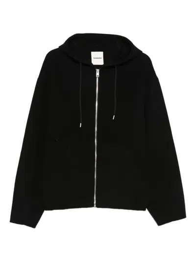 Sandro Hooded-neck Jacket In Black