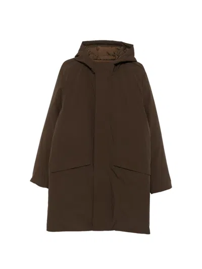 Sandro Hooded Parka In Brown