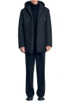Sandro Hooded Parka With Zip In Black