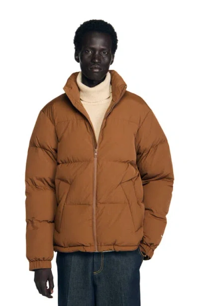 SANDRO SANDRO HOODED PUFFER WITH HIGH COLLAR