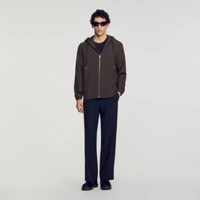 Sandro Hooded Shirt In Brown