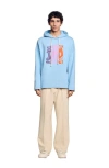 Sandro Graphic Oversized Pullover Hoodie In Blue Sky