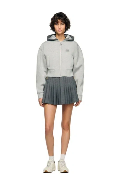 Sandro Hooded Sweatshirt Jacket In Gray