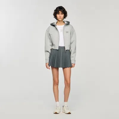 Sandro Hooded Sweatshirt Jacket In Gray